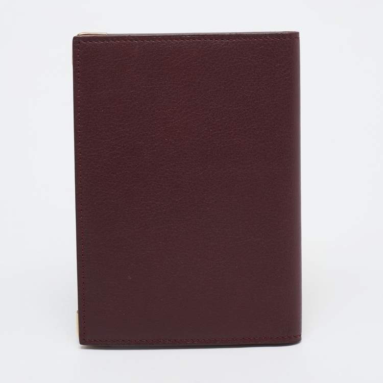 Pre Owned Cartier Burgundy Leather Must de Cartier Passport Holder