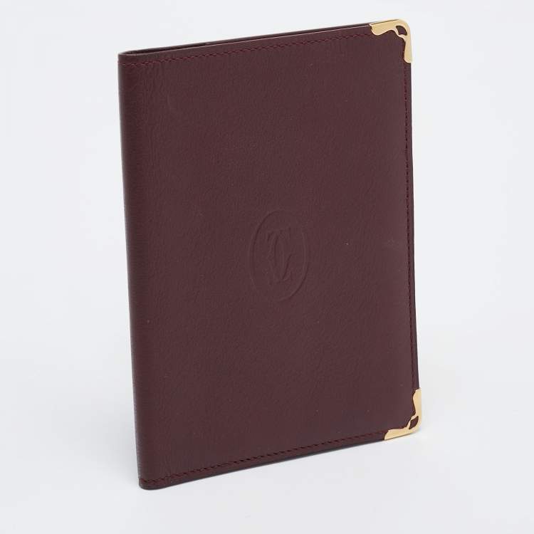 Pre Owned Cartier Burgundy Leather Must de Cartier Passport Holder