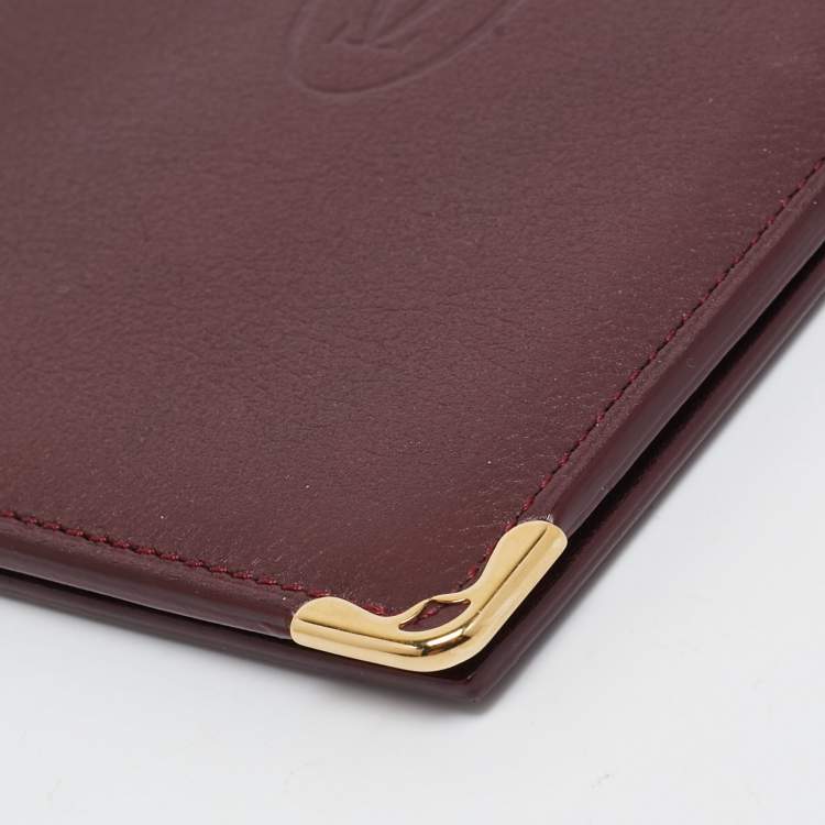 Pre Owned Cartier Burgundy Leather Must de Cartier Passport Holder