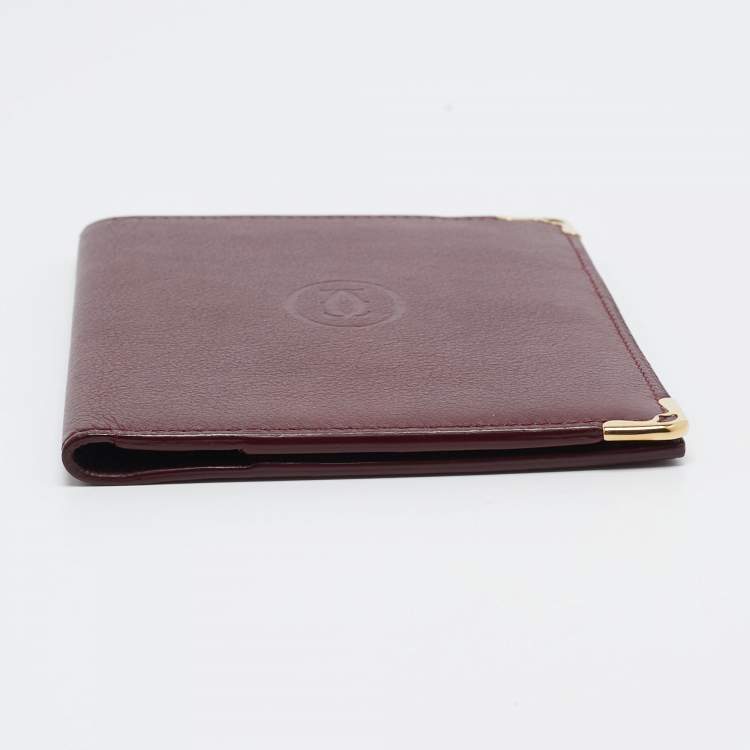 Pre Owned Cartier Burgundy Leather Must de Cartier Passport Holder