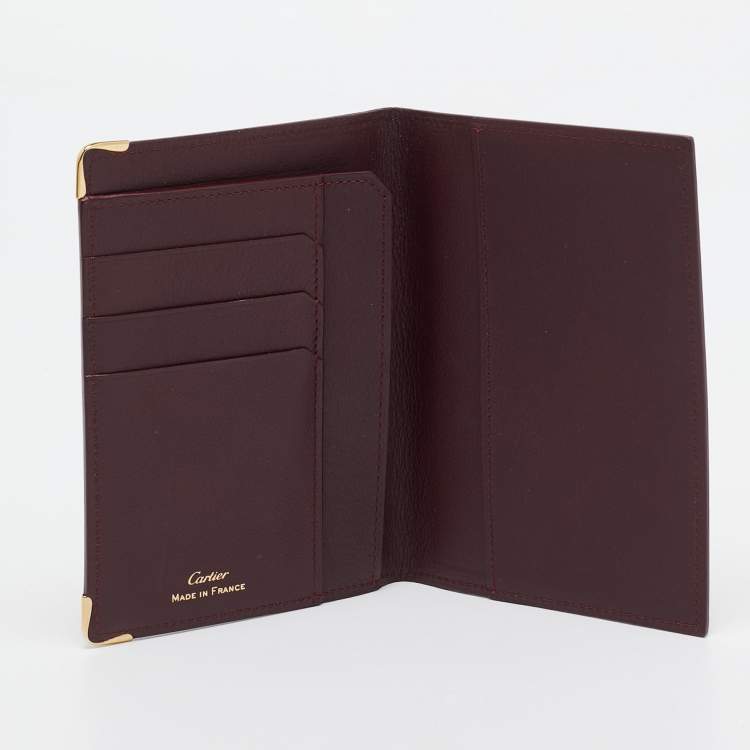 Pre Owned Cartier Burgundy Leather Must de Cartier Passport Holder