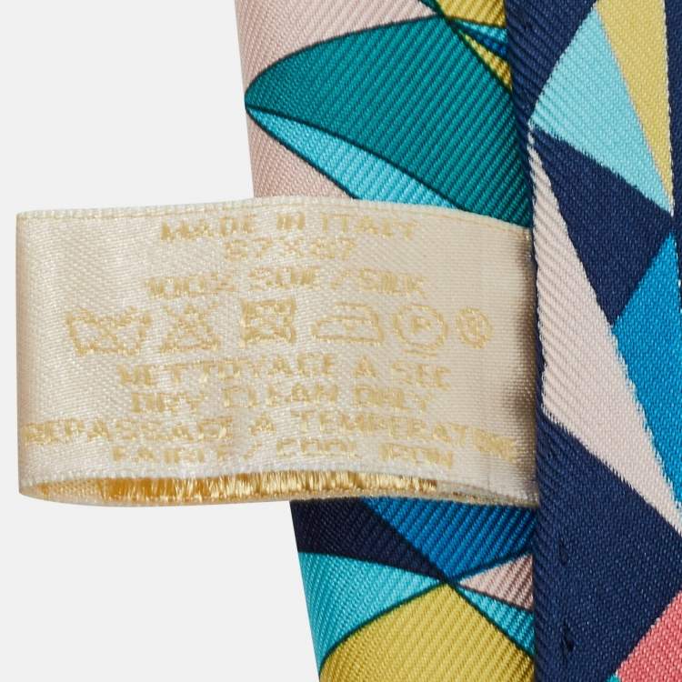 Pre Owned Cartier Blue Geometric Print Silk Square Scarf 