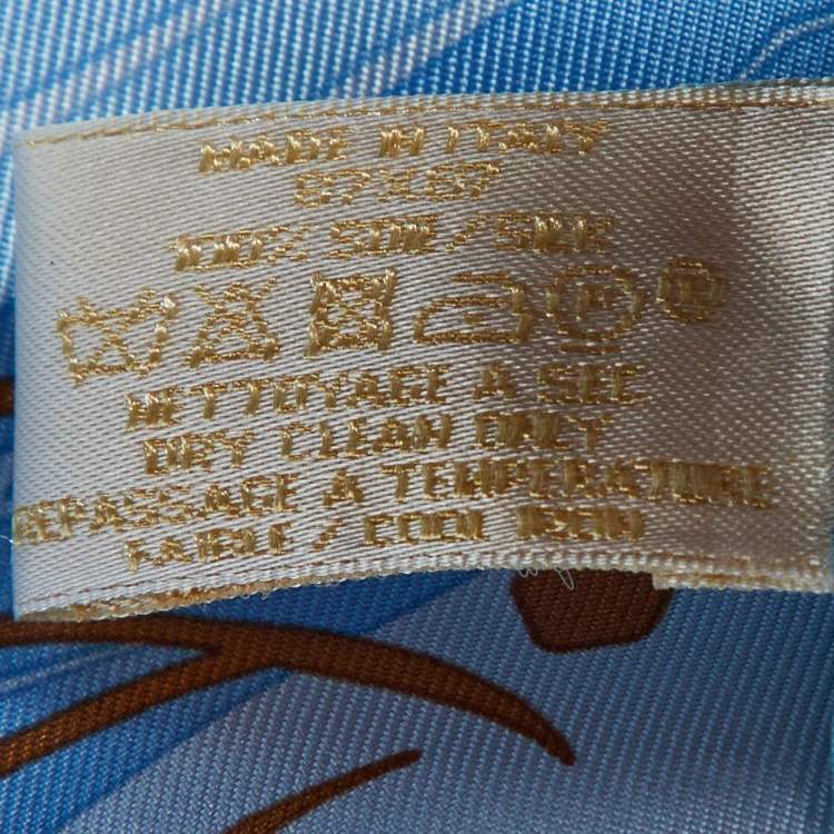 Pre Owned Cartier Blue Panther Garden Print Silk Square Scarf