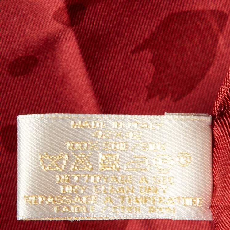 Pre Owned Cartier Red Panther Motif Print Silk Square Scarf