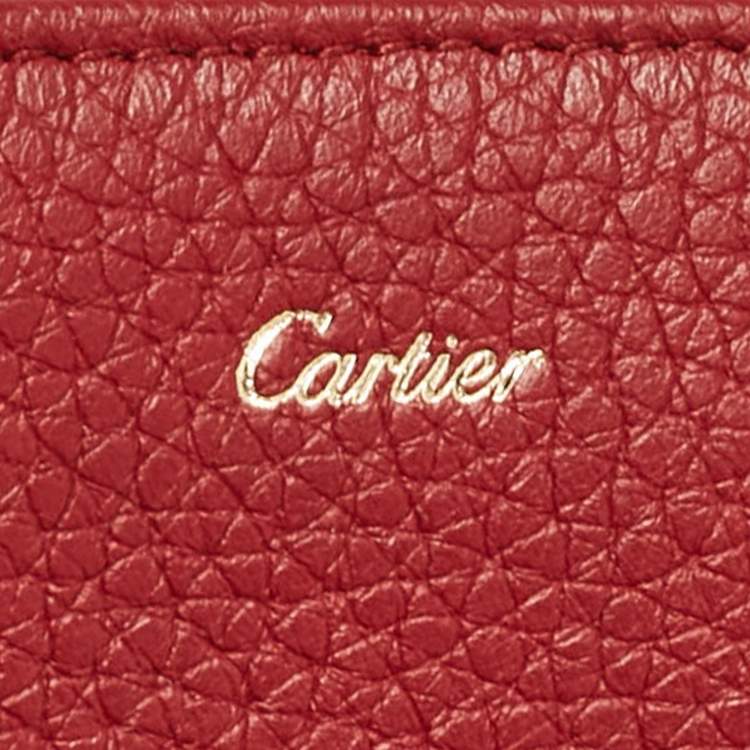 Pre Owned Cartier Red Leather Jewelry Travel Flap Pouch