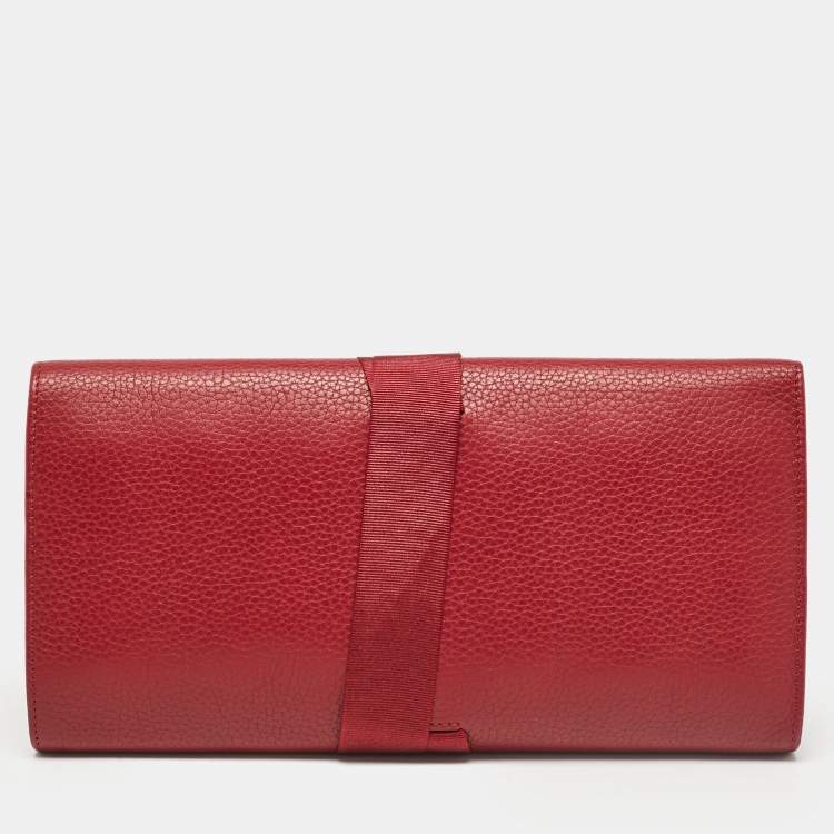 Pre Owned Cartier Red Leather Jewelry Travel Flap Pouch
