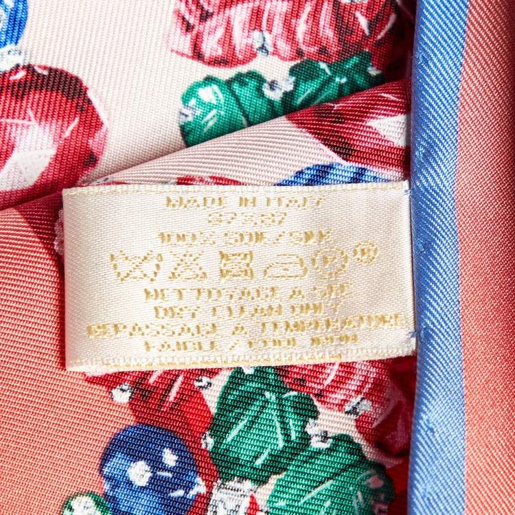 Pre Owned Cartier Pink/Blue Tutti Frutti Print Silk Scarf
