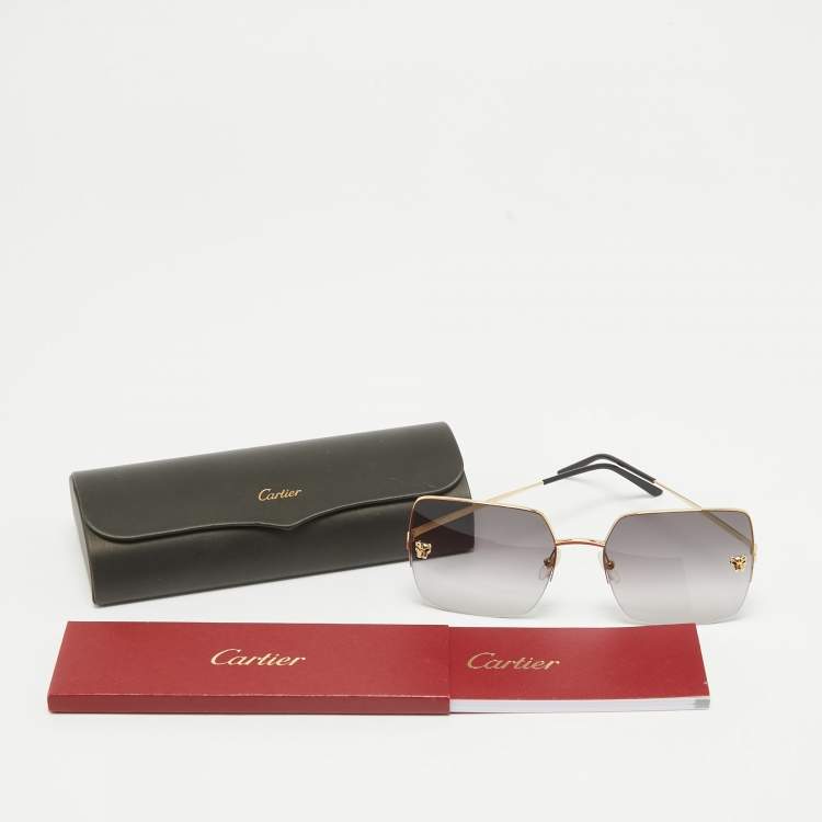 مملوكة مسبقًا Cartier Dark Grey Gradient Panthère de Cartier Square Sunglasses