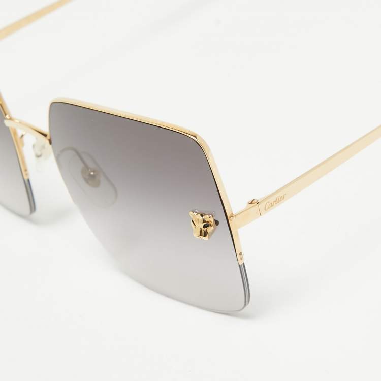 مملوكة مسبقًا Cartier Dark Grey Gradient Panthère de Cartier Square Sunglasses