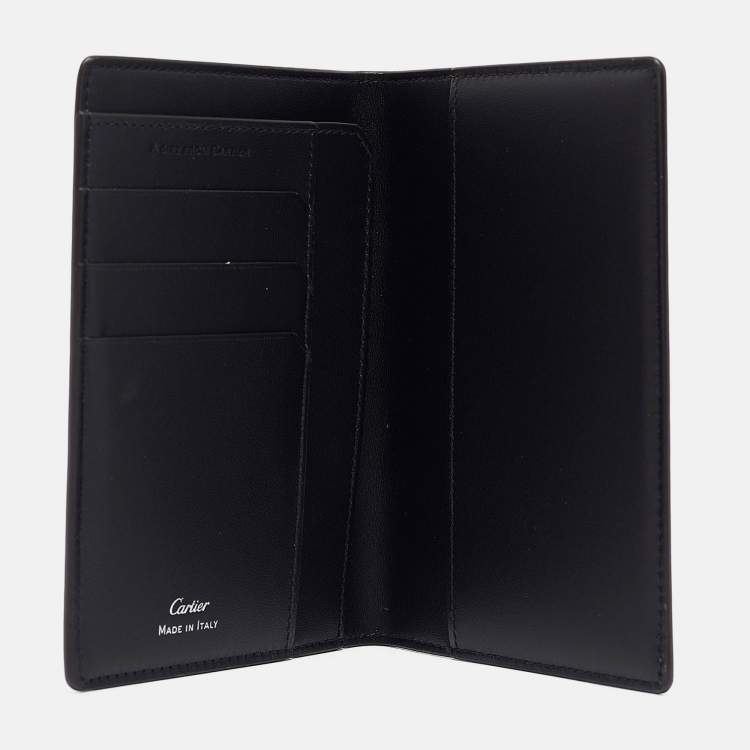 Pre Owned Cartier Grey Leather Panther Print Passport Holder