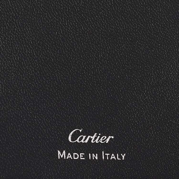 Pre Owned Cartier Grey Leather Panther Print Passport Holder