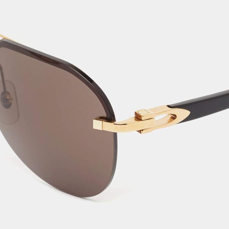 Pre Owned Cartier Black/Gold CT0275S Aviators Sunglasses