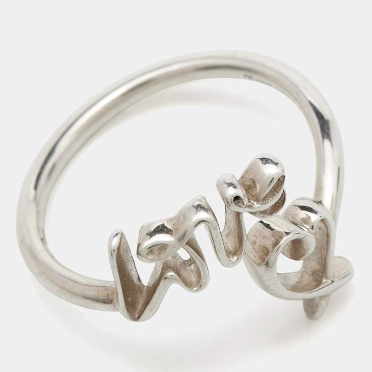Pre Owned Tiffany & Co. Paloma Picasso Loving Heart Sterling Silver Ring Size 49