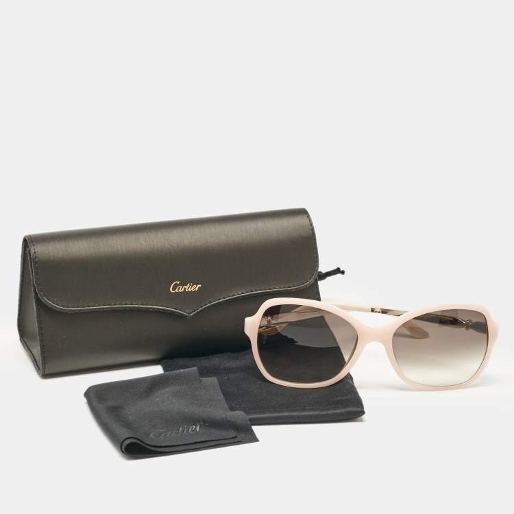 Pre Owned Cartier Pink/Grey Gradient Lady Trinity Emma Square Sunglasses