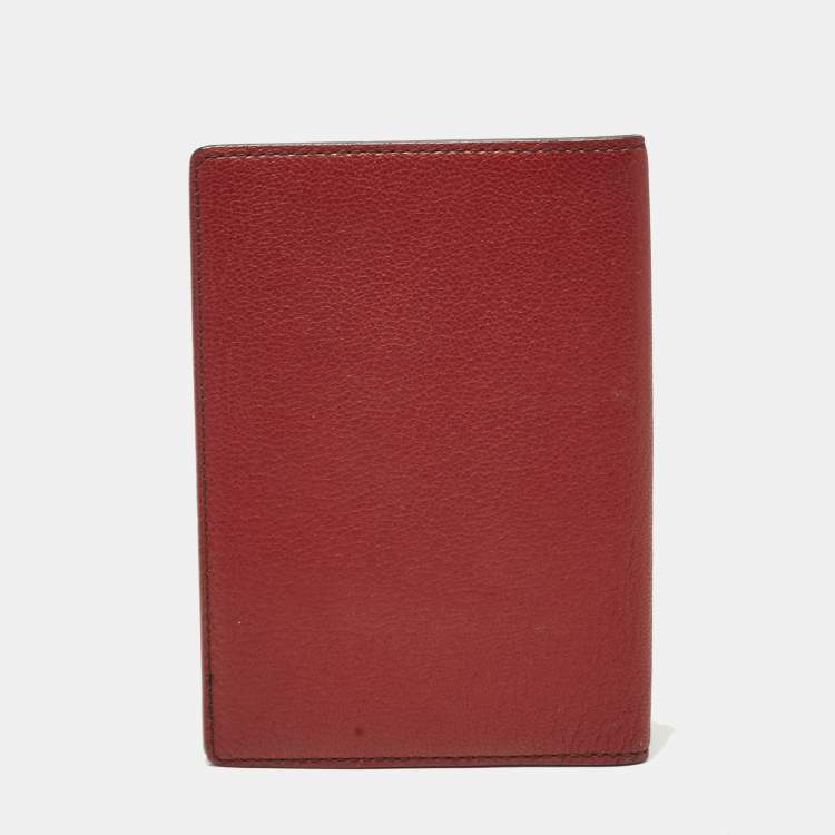 Pre Owned Cartier Red Leather Passport Holder 