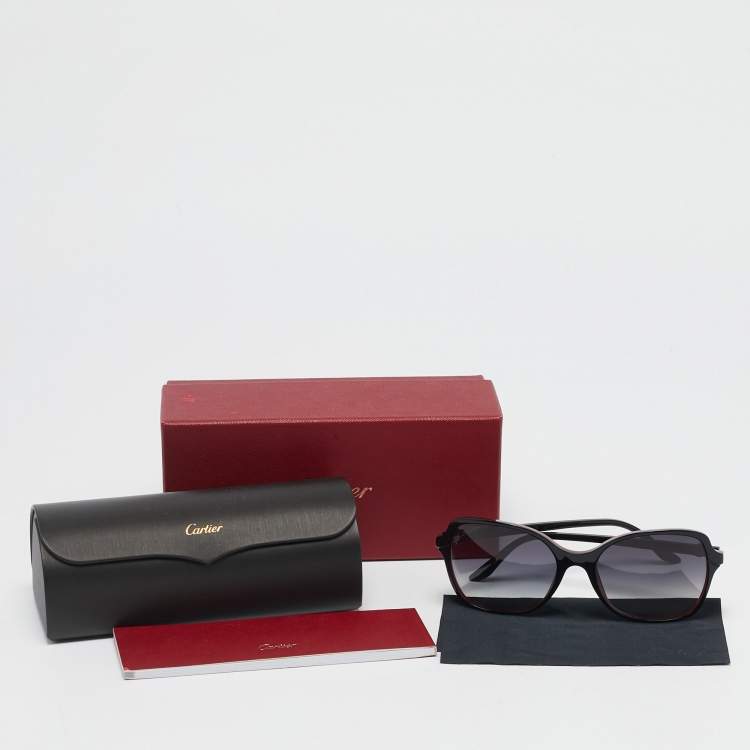 Pre Owned Cartier Black/Red Gradient  K015153 Square Sunglasses