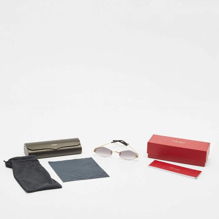 مملوكة مسبقًا Cartier Grey Gradient CT0433S Panthère De Cartier Oval Sunglasses