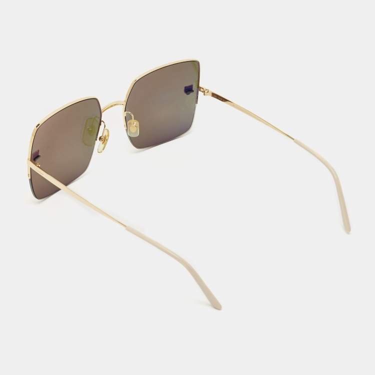 مملوكة مسبقًا Cartier Gold Mirrored CT0121S Panthere De Cartier Square Sunglasses