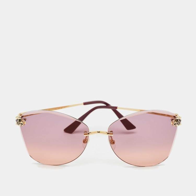 Pre Owned Cartier Purple/Pink CT0398S Panthère De Cartier Butterfly Sunglasses