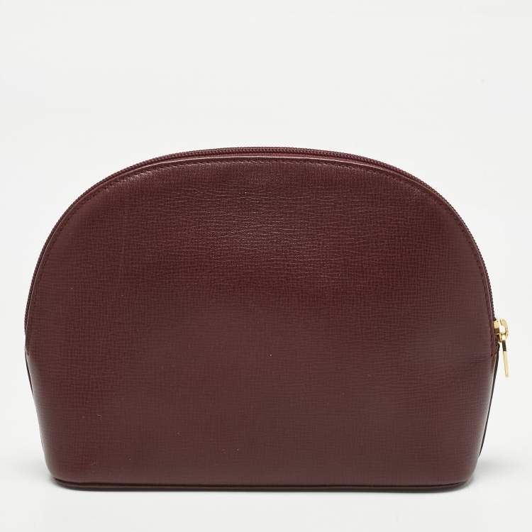 Pre Owned Carteir Burgundy Leather Must de Cartier Cosmetic Pouch