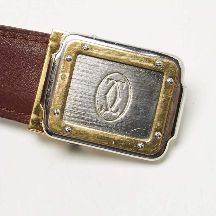 Pre Owned Cartier Burgundy Leather Must de Cartier Buckle Belt