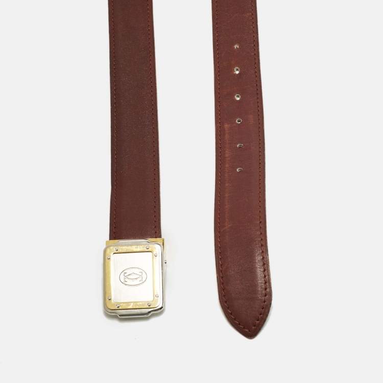 Pre Owned Cartier Burgundy Leather Must de Cartier Buckle Belt