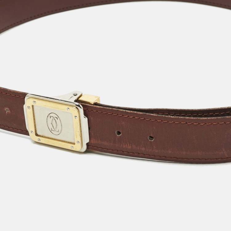 Pre Owned Cartier Burgundy Leather Must de Cartier Buckle Belt