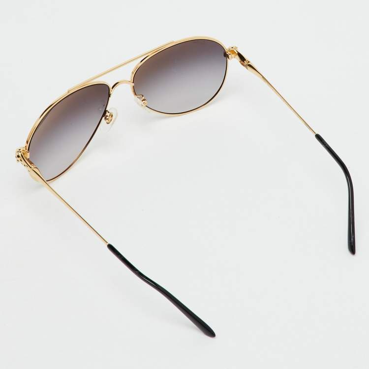 Pre Owned Cartier Gold Tone/Grey Gradient CT0233S Panthère De Cartier Aviator Sunglasses