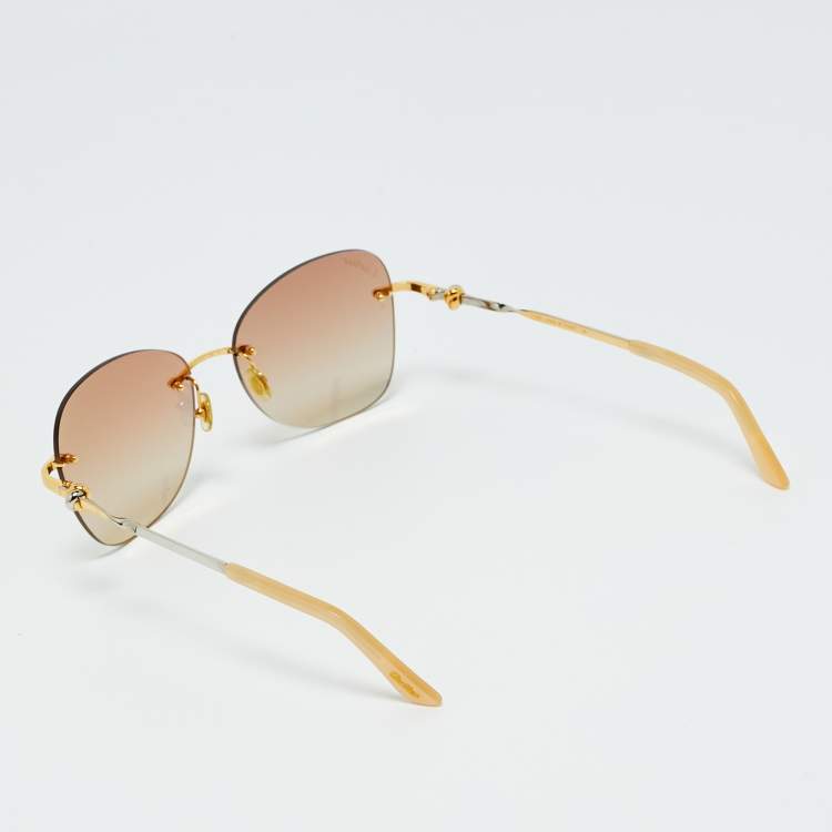 Pre Owned Cartier Brown Gradient Rimless Butterfly Sunglasses