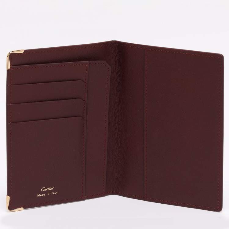Pre Owned Cartier Burgundy Leather Must de Cartier Passport Holder