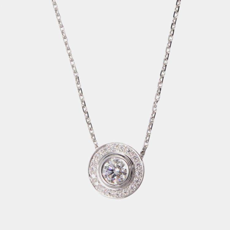 Pre Owned Cartier D'Amour Diamond Halo 18K White Gold Pendant Necklace