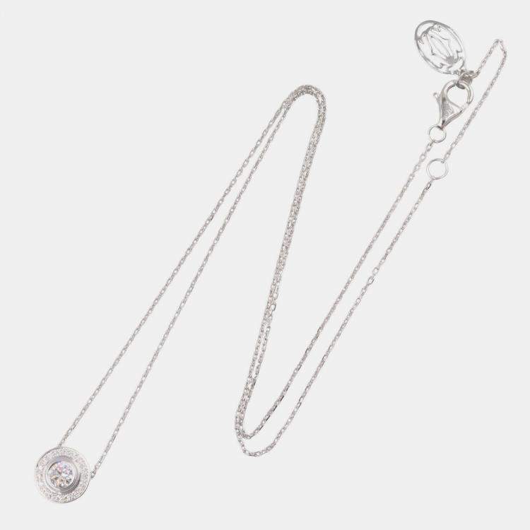 Pre Owned Cartier D'Amour Diamond Halo 18K White Gold Pendant Necklace