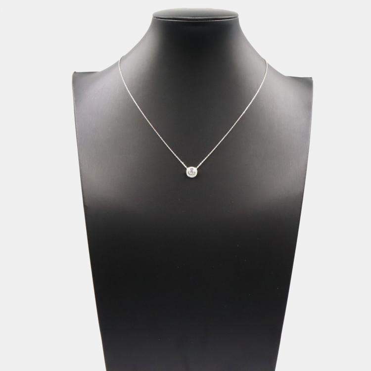 Pre Owned Cartier D'Amour Diamond Halo 18K White Gold Pendant Necklace