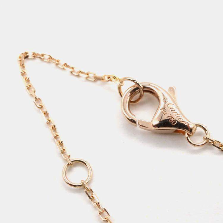 Pre Owned Cartier Amulette De Cartier XS Diamond 18K Rose Gold Malachite Necklace 
