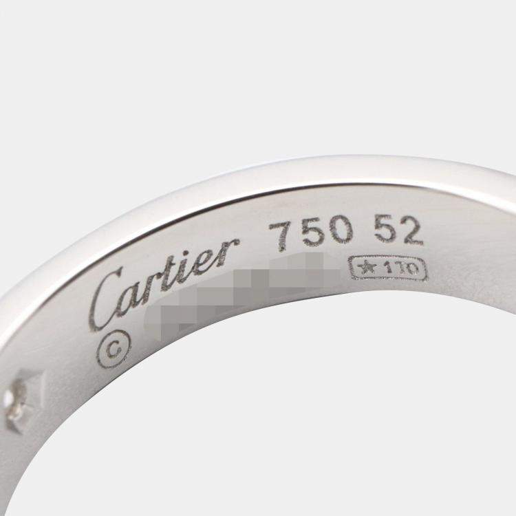 Pre Owned Cartier Love 18K White Gold and Diamond Band Ring EU 52