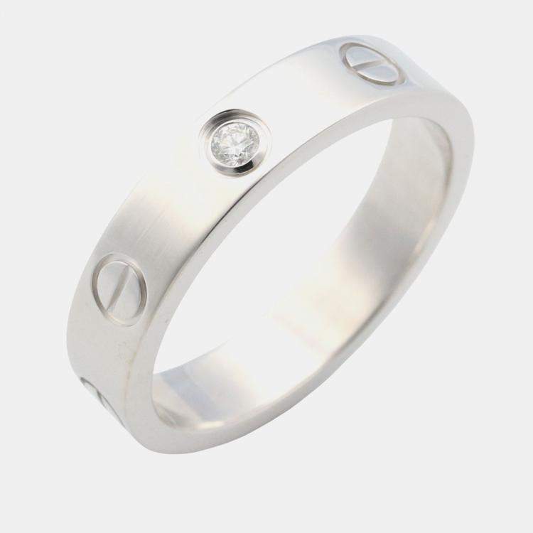 Pre Owned Cartier Love 18K White Gold and Diamond Band Ring EU 52