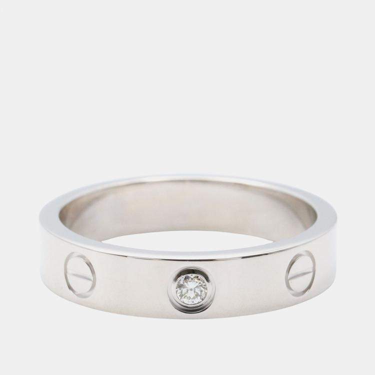Pre Owned Cartier Love 18K White Gold and Diamond Band Ring EU 52