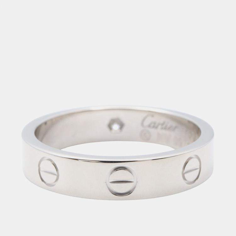 Pre Owned Cartier Love 18K White Gold and Diamond Band Ring EU 52
