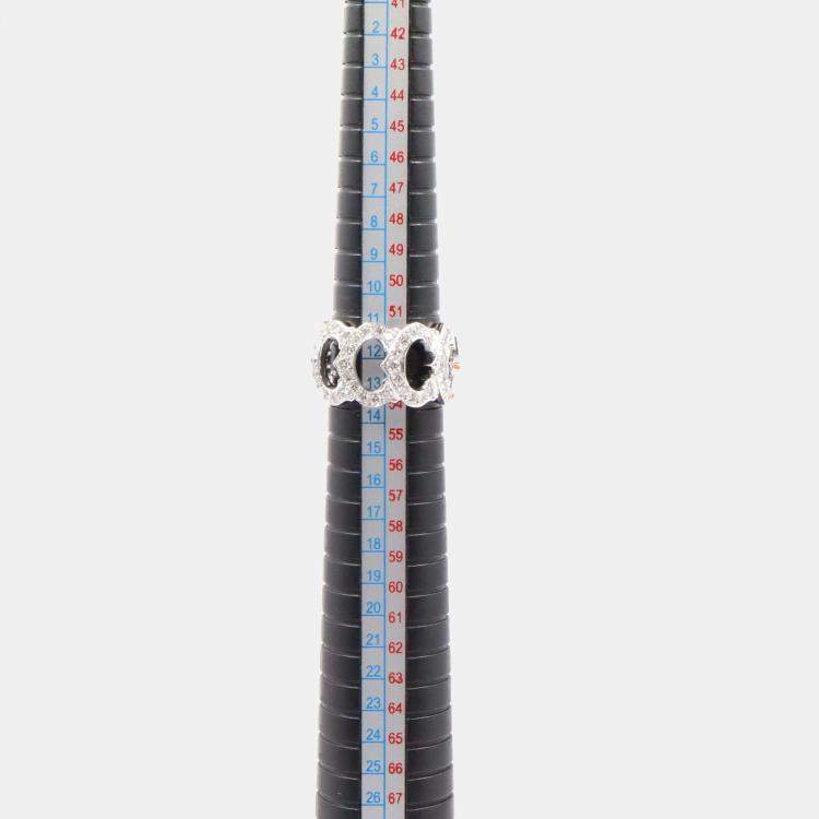 Pre Owned Cartier C de Cartier 18K White Gold and Diamond Band Ring EU 53