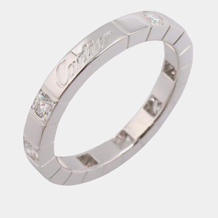 Pre Owned Cartier Lanieres 18K White Gold and Diamond Band Ring EU 52