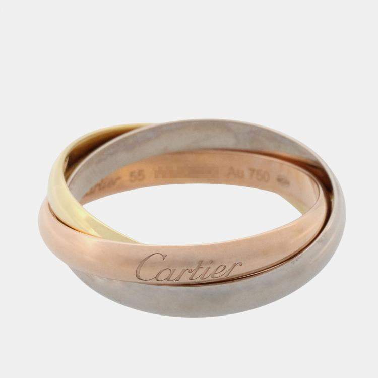 Pre Owned Cartier Trinity 18K Yellow, Rose, White Gold Band Ring EU 55