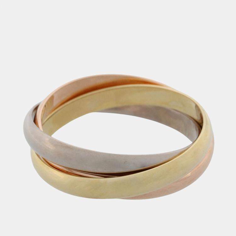 Pre Owned Cartier Trinity 18K Yellow, Rose, White Gold Band Ring EU 55