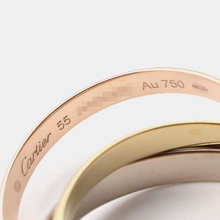 Pre Owned Cartier Trinity 18K Yellow, Rose, White Gold Band Ring EU 55