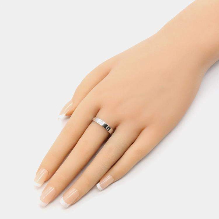 Pre Owned Cartier Love Mini Diamond 18K White Gold Ring EU 57