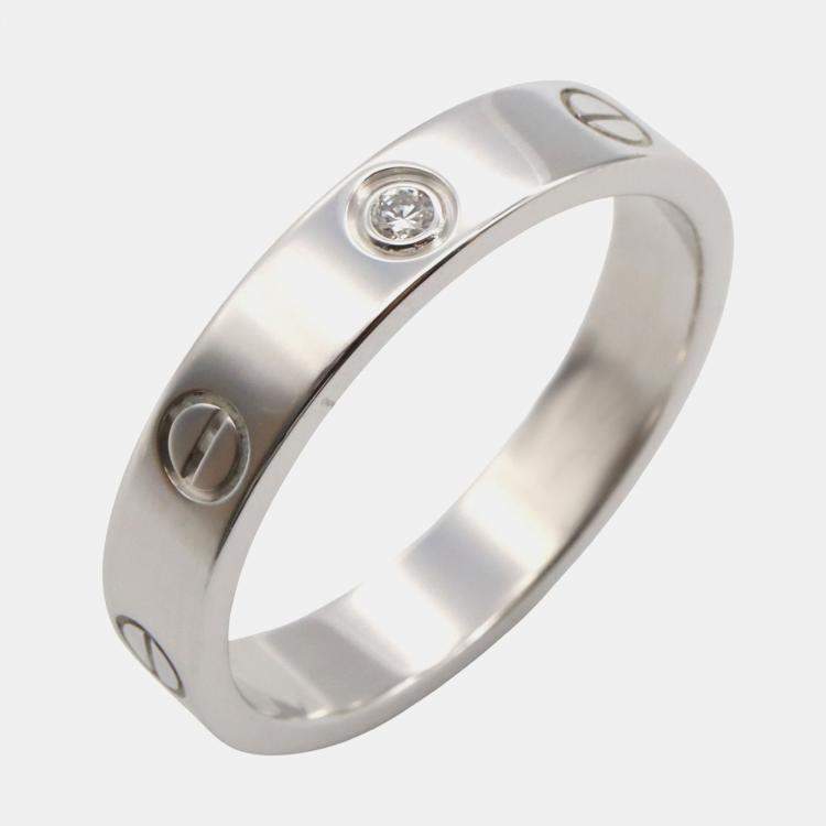Pre Owned Cartier Love Mini Diamond 18K White Gold Ring EU 57