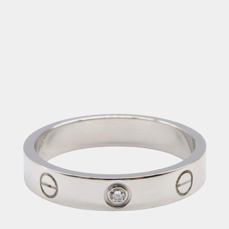 Pre Owned Cartier Love Mini Diamond 18K White Gold Ring EU 57