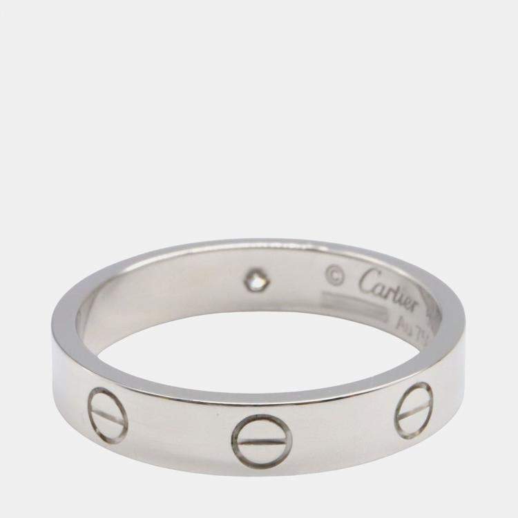 Pre Owned Cartier Love Mini Diamond 18K White Gold Ring EU 57