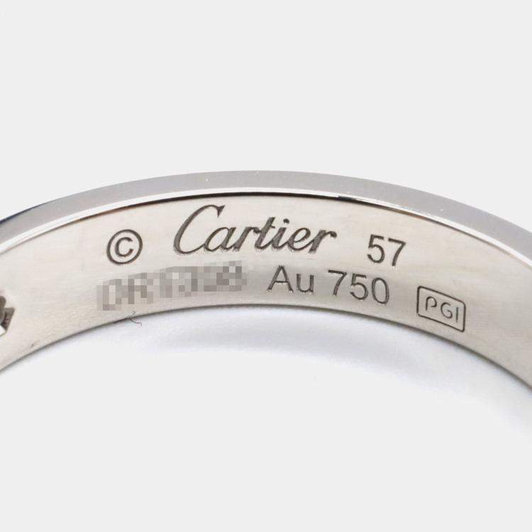 Pre Owned Cartier Love Mini Diamond 18K White Gold Ring EU 57