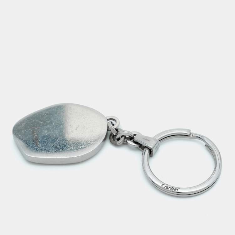 Pre Owned Cartier Double C Motif Wax Seal Stainless Steel Key Chain