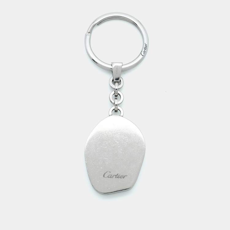 Pre Owned Cartier Double C Motif Wax Seal Stainless Steel Key Chain
